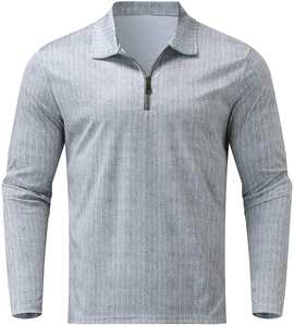 Wholesale Men's UPF <b>Long</b> <b>Sleeve</b> Quarter Zip <b>Golf</b> for Polo <b>Shirts</b> Outdoor Activewear Jerseys Collar Solid Woven Stretch - Product Image 3