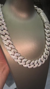 Wholesale Prong Set <b>Iced</b> <b>Out</b> Moissanite Cuban Link <b>Chain</b> 20mm 925 Silver VVS Hip Hop Jewelry Heavy Miami Cuban Necklace - Product Image 3