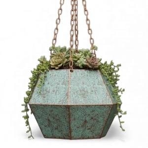 Ensemble de pots suspendus en céramique gris foncé pour une exposition moderne de plantes d'intérieur et une décoration contemporaine de la maison - Product Image 4