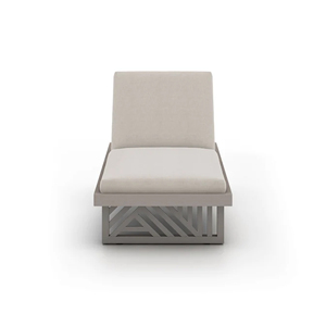 Chaise longue de jardin minimaliste en teck blanc vieilli, mobilier d'extérieur pour plage, piscine et maison - Franco - Product Image 2