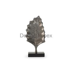 Accent de feuille d'argent avec base Sculpture de feuille d'aluminium coulé à la main Articles décoratifs Événements Décoration intérieure de vacances Artisanat - Product Image 3