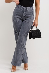 Fabricant de jeans personnalisé taille haute ample surdimensionné délavé à l'acide pantalon vintage en denim à jambes larges pour femmes - Product Image 2