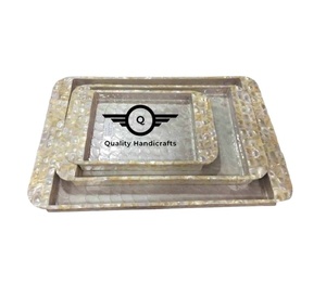 Bandejas de Servicio de 3 Piezas con Incrustaciones de Nácar Multicolor, Tamaño Personalizable, Certificadas por EPCH, para Hoteles y Restaurantes - Product Image 1