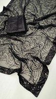 Sari de Seda Georgette Multicolor Inspirado en Celebridades + Blusa, Toque Glamuroso, Material de Viscosa Suave y Elegante, Ropa Casual, Siempre a la Moda