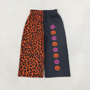Pantalones largos informales de punto transpirables para niñas, con estampado de leopardo y diseño de calabaza de Halloween - Product Image 5