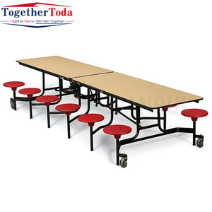 Mesa <span class=keywords><strong>de</strong></span> comedor portátil plegable resistente que ahorra espacio con ruedas <span class=keywords><strong>para</strong></span> la escuela, oficina, cafetería, uso <span class=keywords><strong>para</strong></span> varias personas, fácil <span class=keywords><strong>de</strong></span> limpiar - Product Image 3