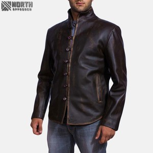 Blouson motard en cuir unisexe motif camouflage imperméable et respirant col rond - Product Image 1