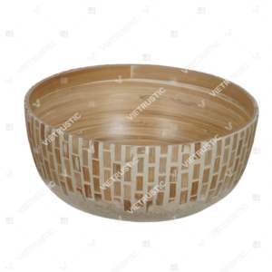 Bol incrusté de bambou Offre Spéciale de Vietrustic pièce de service décorative fabriquée à la main pour un repas à la maison durable - Product Image 2