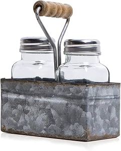 Juego de soporte para Salero y pimentero galvanizado de diseñador Juego de sal y pimienta de mesa con Caddy para uso en restaurantes de granja - Product Image 3