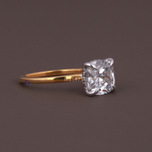 Bague en or jaune 14 carats Moissanite Solitaire originale Clarté VVS pour les fêtes d'anniversaire de mariage - Product Image 3