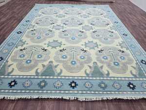 Antique Handknitted <b>Wool</b> Oushak Rug 8x10 <b>Pink</b> Blue Carpet for Living Room Traditional Sizes 6x9 10x14 9x12 Area Rugs Sets Cotton - Product Image 6