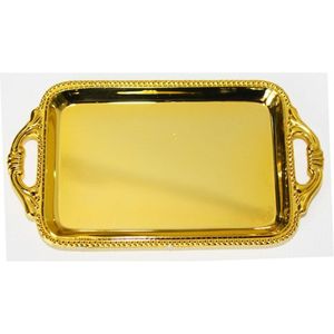 Large Gold Decorative Metal Tray | Wedding Event Party <b>Buffet</b> <b>Server</b> Champagne & Dessert Display Tray Polished Gold Serving Tray - Product Image 2