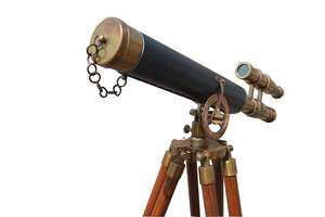 Telescopio de latón antiguo náutico estilo marrón acabado antiguo telescopio de latón con colección de soporte de trípode de Calvin artesanía - Product Image 3