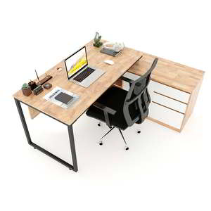 HBMN020 Executive <b>Desk</b> 160x140cm with <b>Solid</b> <b>Wood</b> 140x70cm Tabletop Luxury Minimalist L-Shaped Design for Home Use - Product Image 2