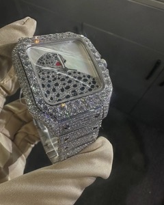 Logo personnalisé tendance entièrement automatique VVV Moissanite diamant glacé Hip Hop montre carré Antique boîtier élégant en acier inoxydable - Product Image 4