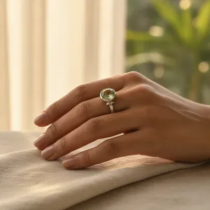 925 <b>Sterling</b> <b>Silver</b> Men's <b>Ring</b> with Turquoise Gemstone Oval Cut Rhodium Plated <b>Set</b> Green Inlay Technology Gift Jewelry for Women - Product Image 2