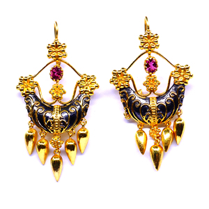 Traditional Handmade <b>Gold</b> Plated Tourmaline <b>Earrings</b> <b>Set</b> Elegant Women's Fashion for Weddings and Special Occasions - Product Image 2