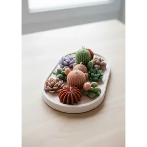 Maceta Grande de Hormigón Hecha a Mano para Decoración del Hogar, Diseño de Suculentas y Cactus con Aroma a Lavanda y Vela - Product Image 3