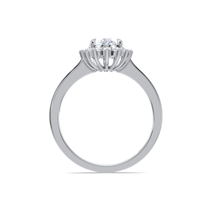 IGI Certified Oval Cut Lab Grown Diamond Floral Halo Engagement & Wedding <b>Ring</b> in 14K Yellow / White & Rose Gold - Product Image 4