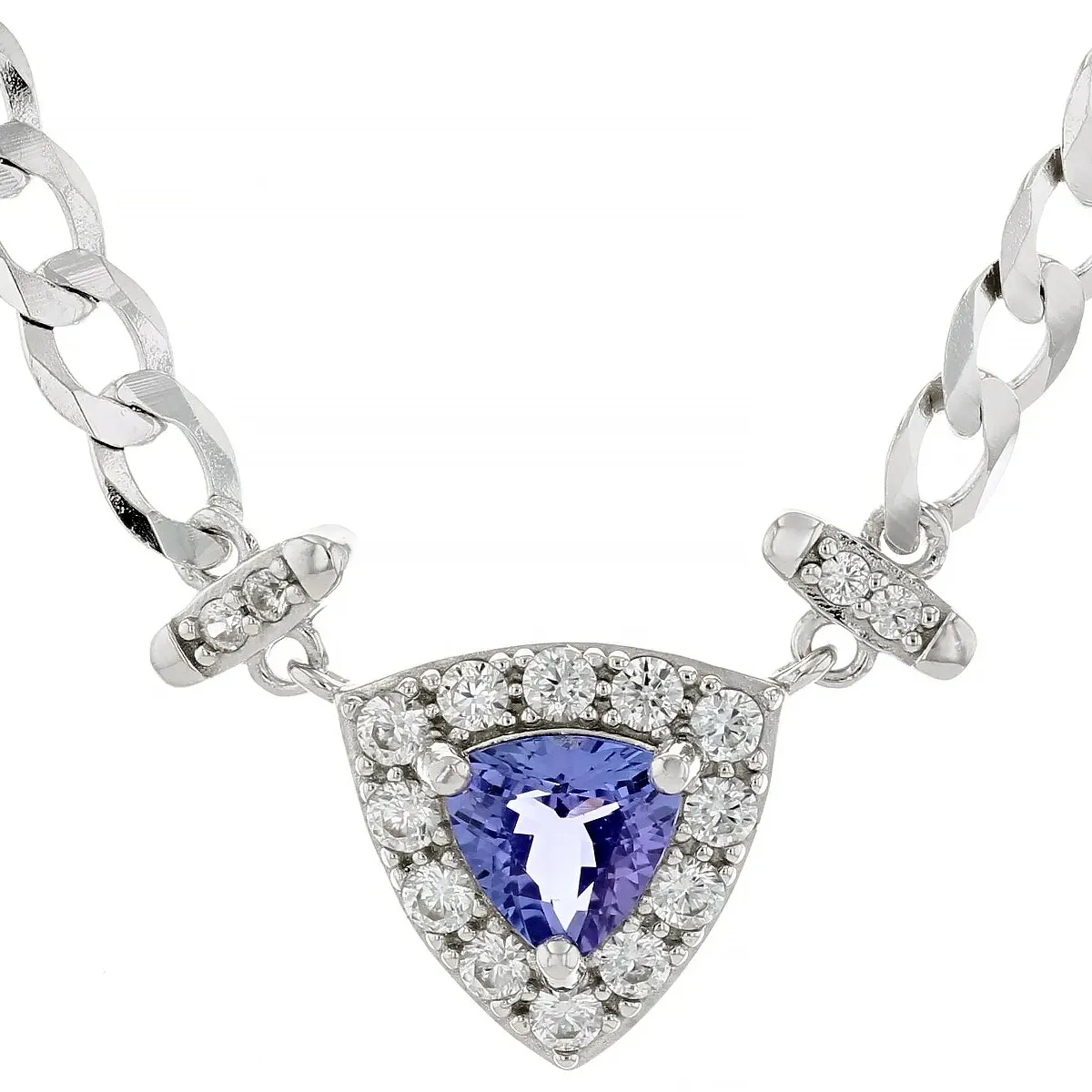Aureola celeste: collana con ciondoli in Tanzanite blu con catena, rodio su argento Sterling 925, ciondoli di alta gioielleria accessori
