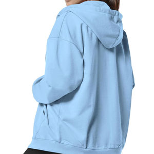 Sweat-shirt à manches longues en coton personnalisé de haute qualité avec logo, haut court uni respirant pour femme, vêtements de sport, sweat-shirt décontracté pour femme - Product Image 2