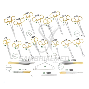 Kit de Instrumentos Quirúrgicos Veterinarios - 22 Piezas de Acero Inoxidable, Quirófano Manual para Cirugía Microvascular, Paquete Reutilizable para Esterilización Animal, Certificado CE - Product Image 2