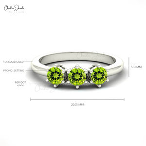 จัดส่งฟรีแหวนแหวนหินสามก้อนแบบซ้อนกันได้14K แหวนพลอยเพอริดอตทองคำ0.75 CT เสริมเครื่องประดับวงแหวน - Product Image 3