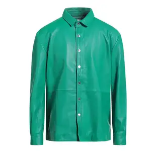 2024 chemise en cuir à manches longues pour hommes légers de meilleure qualité Logo personnalisé col haut grande taille conçu pour les clients de taille 6XL - Product Image 1