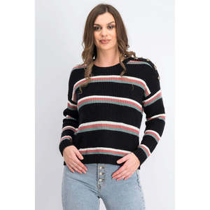 Maglione da Donna Hippie Rose con Bottoni sulle Spalle, Nero, Taglia Media, Traspirante, Stile Coreano per Autunno e Inverno - Product Image 1