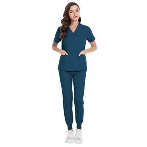 Women's Medical <b>Scrubs</b> Nurse Uniform <b>Top</b> Woven Fabric <b>Scrub</b> Sets for Hospitals with OEM Service - Product Image 2