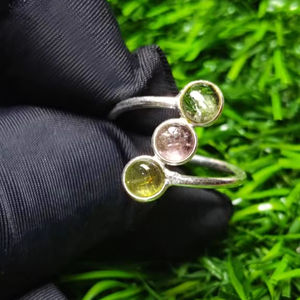 Anillo fino de Plata de Ley 925, 1,40 gramos, piedras preciosas de turmalina múltiple Natural, ajuste de bisel de rodio para regalo de aniversario de fiesta - Product Image 3