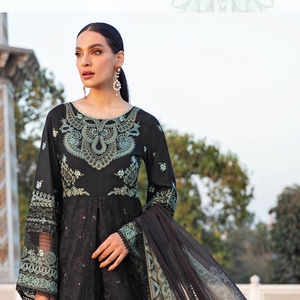 Lujo Ramsha marca 3 piezas paquistaní algodón césped traje pesado bordado AndaaZ Salwar Kameez vestido largo para ropa de fiesta - Product Image 4