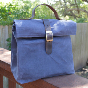 Sac fourre-tout à lunch en toile légère avec détails en cuir véritable Design pliable spacieux et poche à fermeture éclair Closure-LCLB-0002C - Product Image 2