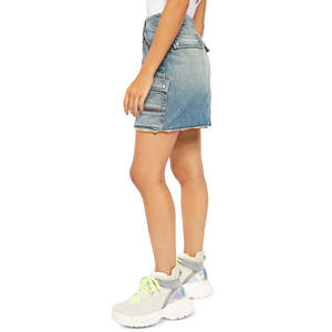 Gonna Mini in Jeans Icon Wash Avenue da Donna Free People, Stile Vintage Distressed a Trapezio con Cintura, Taglia 28, Sexy Stile Y2K per l'Autunno - Product Image 3