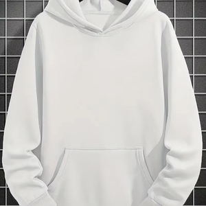 Sudadera con capucha holgada de algodón 100% liso informal para hombre con bolsillos de manga larga con cierre de cremallera para invierno - Product Image 1