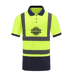 Polo de seguridad reflectante de alta visibilidad, camisas de trabajo de construcción con cuello levantado de bolsillo, OEM, hechas a medida - Product Image 3
