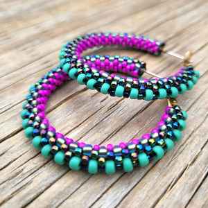 Boho ต่างหูลูกปัดด้วยการออกแบบสีฟ้าครามแอนดี้ cascading Fringe, เครื่องประดับของขวัญที่ไม่ซ้ำกัน - Product Image 2