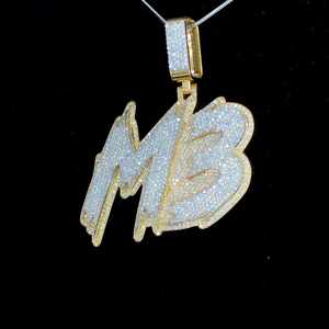 Ice out VVS Moissanite letra colgante Hip hop corte redondo diamante joyería para hombres 925 plata esterlina - Product Image 5