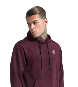 Haut d'hiver Warm Basic Hoodies Solid Contrasting Colors Hoodie for Men in the Burgundy Colors - Product Image 4