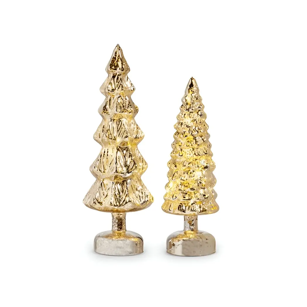 Noel ağacı şekli altın heykel süs ev otel için ofis masası üst dekor kullanımı Metal heykel süs toptan