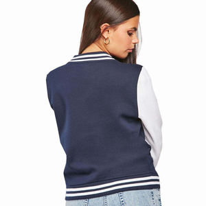 Veste universitaire OEM personnalisée Vintage College Letterman pour femmes manches en peau de mouton broderie chenille respirant tricoté conception - Product Image 3