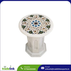 Ensemble de dessus de table en marbre piédestal belle incrustation florale Art marqueterie artisanat assemblage facile pour la vie à la maison - Product Image 6