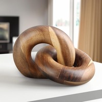 Chaîne en bois sculptée à la main écologique avec nœud en bois pour étagère, bureau et table basse