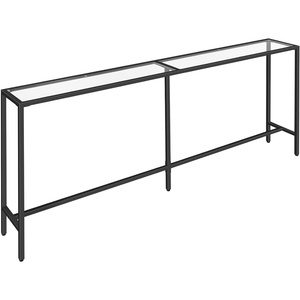 Table console moderne en métal doré avec plateau en verre, design minimaliste élégant et écologique pour l'entrée ou le couloir avec cadre - Product Image 5