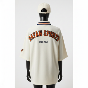 Camiseta Polo de Algodón de Alta Calidad para Mujer, Corte Holgado, Color Crema, con Logotipo Bordado en Aplique, Camisetas Polo de Algodón para Mujer - Product Image 2