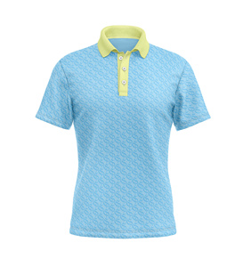 Chemises classiques décontractées à manches courtes pour hommes, en tricot uni, avec patte de boutonnage à trois boutons, col vert contrastant personnalisé, en coton à séchage rapide - Product Image 3