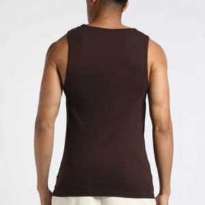 NAPA INDUSTRIES Men's <b>Brown</b> V-neck Customized Logo Printed Sleeveless Tank Top Knitted Cotton Casual Breathable Quick Dry Sporty - Product Image 2