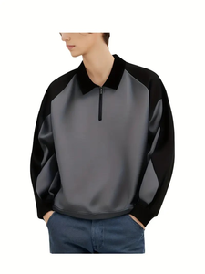 Chemise de golf pour homme, séchage rapide, ample, décontractée, respirante, 100% coton, anti-froissement, imprimé, manches longues, coupe ajustée, design noir, vêtements d'été - Product Image 3