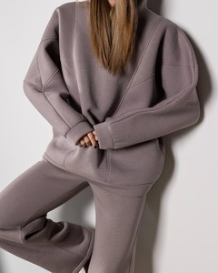 Conjunto de Sudadera con Capucha y Pantalones Deportivos, Chándal Holgado Verde Oliva, Chándal Holgado de Felpa, Conjunto de Ropa Informal de Algodón para Mujer - Product Image 3