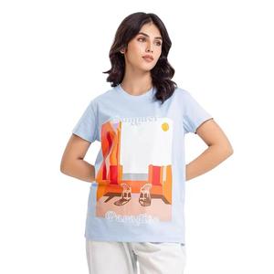 T-shirt femme respirant nouveau T-shirt femme 100% coton solide casual col rond manches courtes imprimé Logo T-shirt femme - Product Image 4